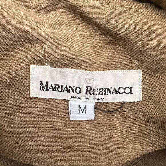 Mariano Rubinacci Brown Linen Blend Button Front Shirt Pockets Womens Medium - Picture 3 of 5